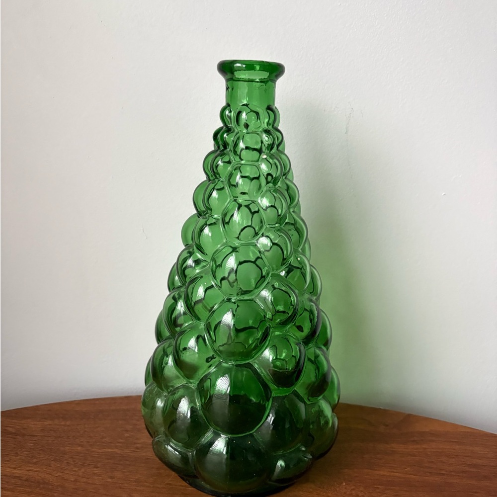Emerald Bubble Design Vase Italian Empoli Bottle - Picture 2 of 13
